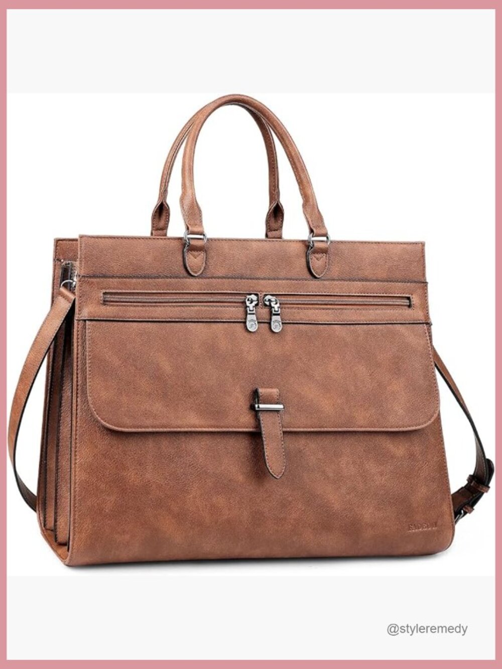 Faux Leather 15.6" Laptop Briefcase Tote Work Bag
